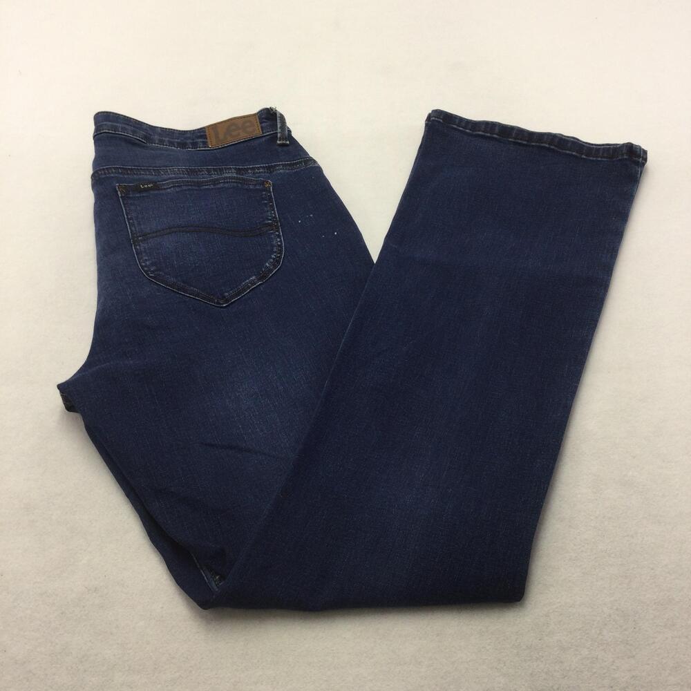 Lee Slim Fit Bootcut Jeans Womens 16L Blue Dark Wash Mid Rise Stretch Denim